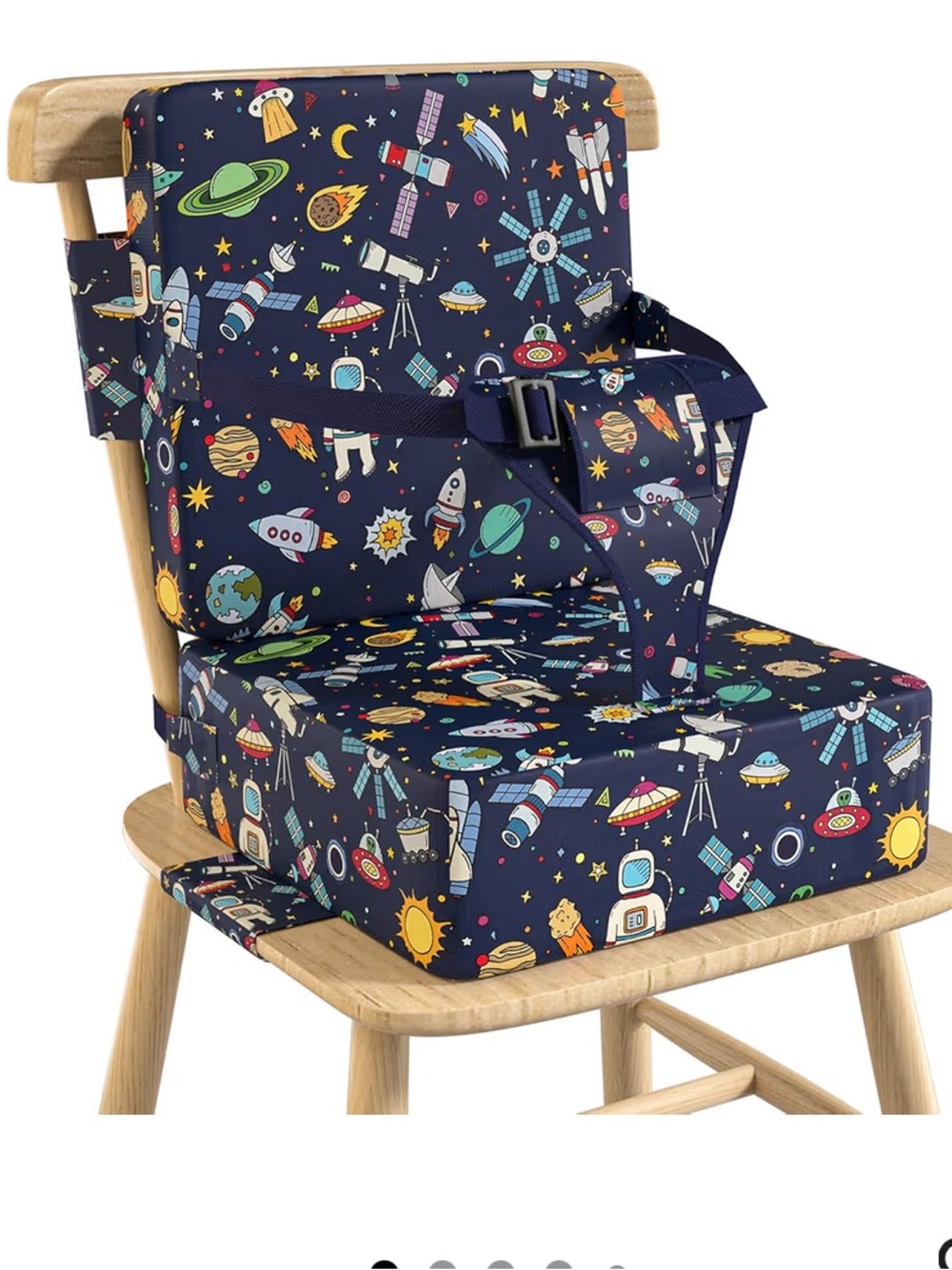 Kids Booster Seat for Kitchen Chair with Backrest WATERPROOF - Blue Space